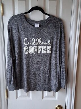 Secret Treasures Cuddles & Coffee Women's Gray Knit Pullover Sleepwear Top
